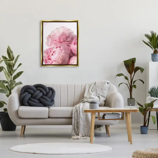 Stupell Industries Blush Pink Peonies Florals Framed Floater Canvas Wall Art Gold Floater Frame {2}