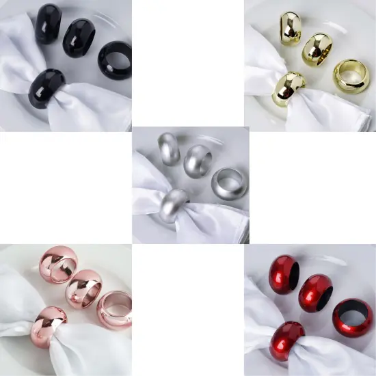 12-Pieces Acrylic Napkin Rings Set Red {7}