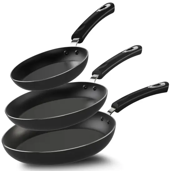 3 Piece Nonstick Frying Pan Set - Induction Bottom - 8 Inches, 9.5 Inches and 11 Inches (Grey-Black) {2}