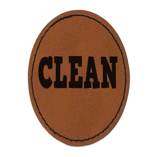 Clean Text Round Iron-On Engraved Faux Leather Patch Applique - 2.5" Brown {1}