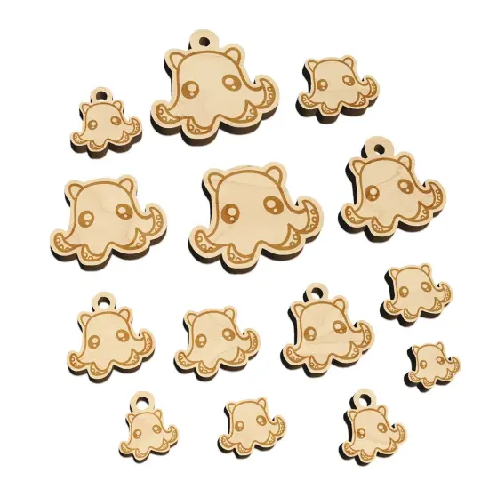 Kawaii Flapjack Octopus Mini Wood Shape Charms Jewelry DIY Craft {7}