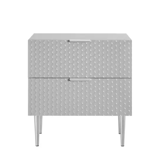 Zeynep Side Table/Nightstand Grey/Chrome {2}
