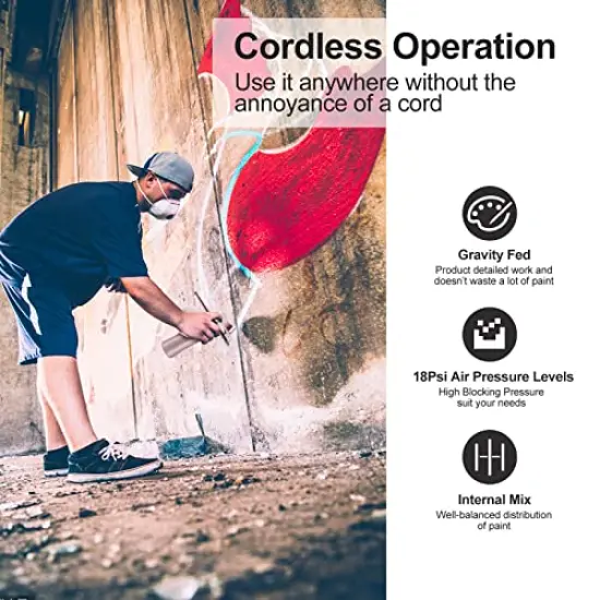 Airbrush-Kit Rechargeable Cordless Airbrush Compressor -Auto Handheld Airbrush Gun, Airbrush Set Portable Wireless Air Brush for Barber, Nail Art, Cake Decor, Makeup, Model Painting {6}