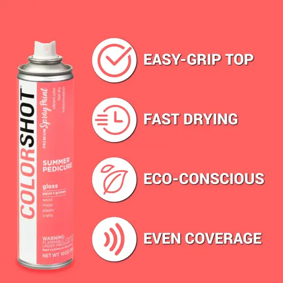 COLORSHOT Gloss Spray Paint Summer Pedicure (Coral) 10 oz. 4 Pack {4}