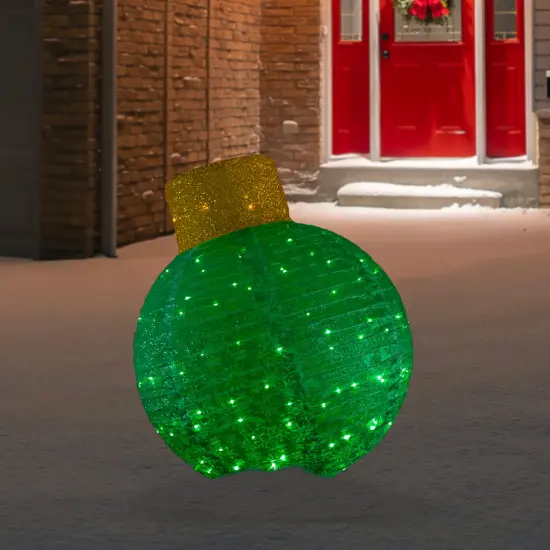 Northlight LED Lighted Twinkling Commercial Outdoor Tinsel Onion Christmas Ornament - 38" - Green {3}