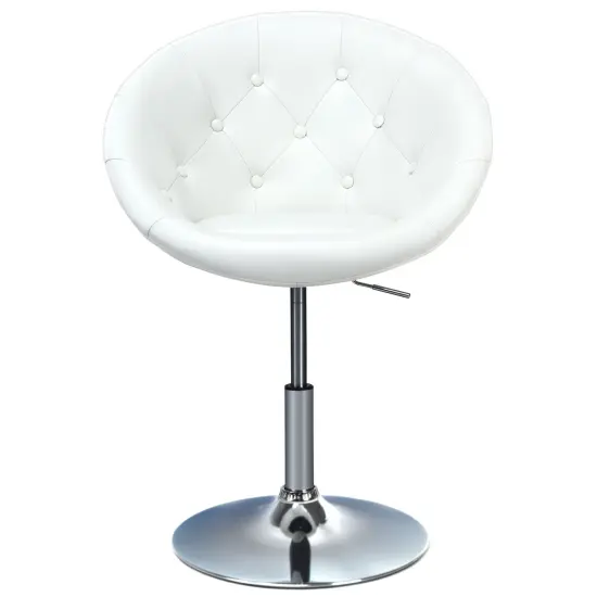 1 Piece Adjustable Modern Swivel Round Tufted White {5}