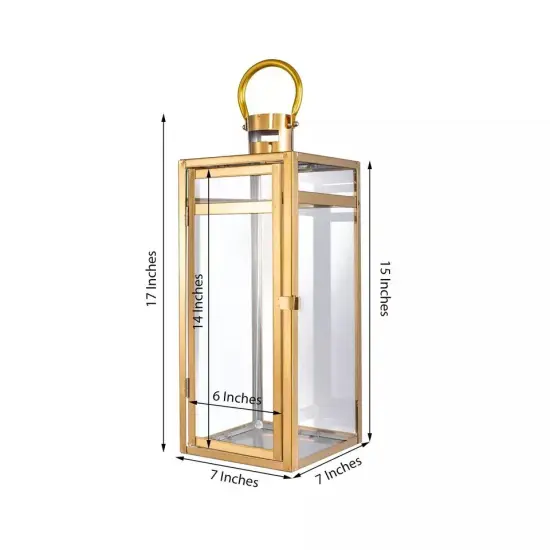 GOLD 17" tall Metal Lantern Candle Holder Party Wedding Events {5}