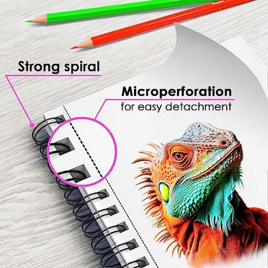 3 Pieces 5.5X8.5&rdquo; Premium Sketch Book Set, Pack of 3 (300 Sheets), 68lb (100g/m2), Spiral Bound, Acid-Free Drawing Paper, Perfect for Most Dry Media {4}