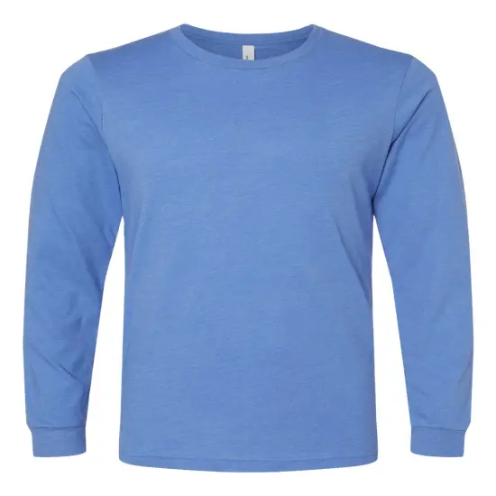 BELLA + CANVAS&reg; Heather CVC Crewneck Long Sleeve Tee Heather columbia blu {1}