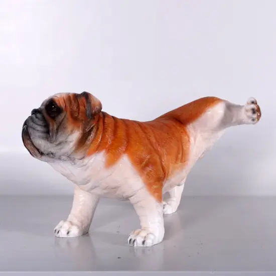 Bulldog Peeing Life Size Statue {4}