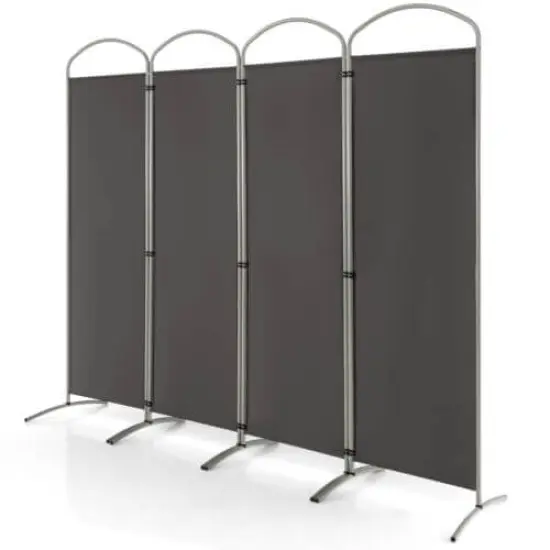 6.2Ft Folding 4-Panel Room Divider for Home Office Living Room Grey {4}