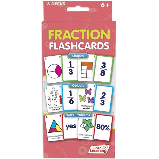 Fraction Flashcards, 3 Sets Per Pack, 3 Packs {3}