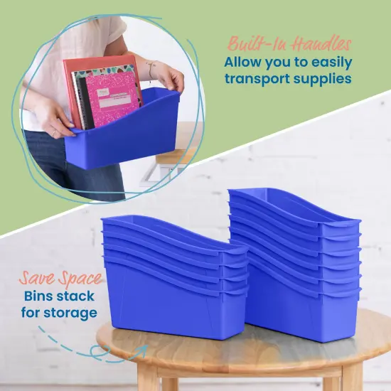 Linking Book Bins, Colorful Connecting Storage Blue {4}