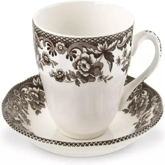 Spode Delamere Collection 7 oz. Teacup and Saucer, Fine Earthenware - Set of 4 {2}
