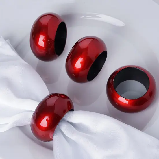 12-Pieces Acrylic Napkin Rings Set Red {4}
