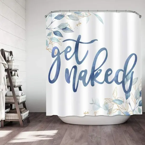 Kitcheniva "Get Naked" Printed Bathroom Shower Curtain {2}