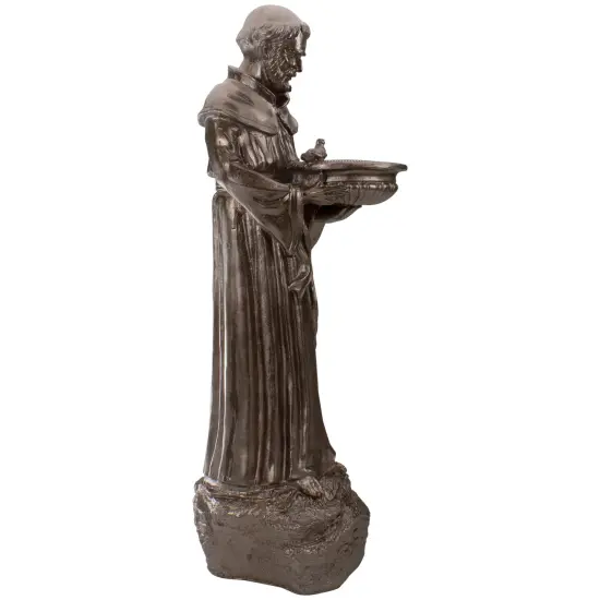 Northlight St. Francis of Assisi Bird Feeder Outdoor Garden Statue - 23.5" - Bronze Brown {4}