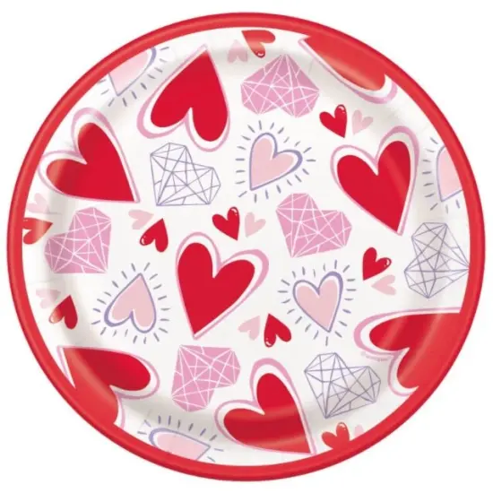 Sparkling Hearts Round 7" Dessert Plates, 8ct {1}