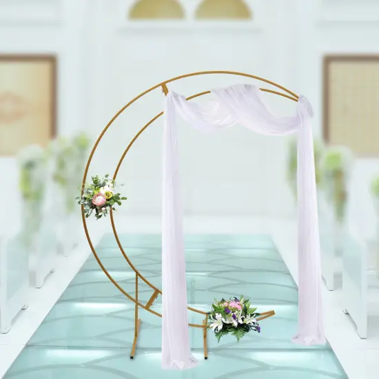 7ft Gold Metal Crescent Moon Wedding Arch Stand {3}