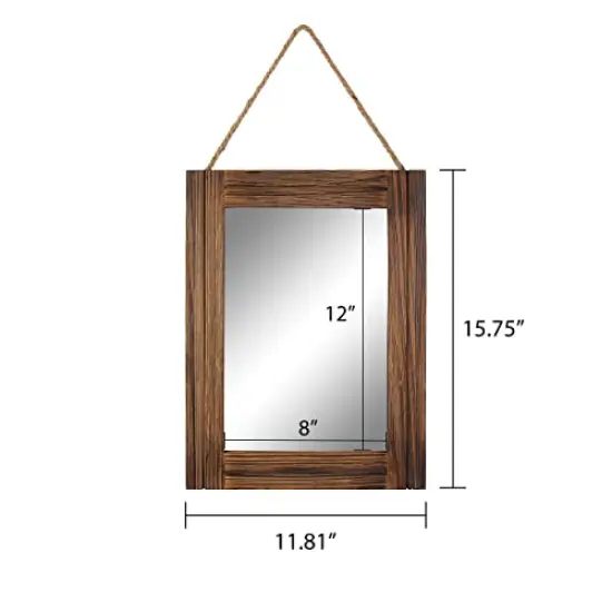 16 X 12 Inch Rustic Wood Framed Wall Mirror with Hanging Rope for Farmhouse Decor, for Entryway, Bedroom, Bathroom, Dresser, Brown {1}
