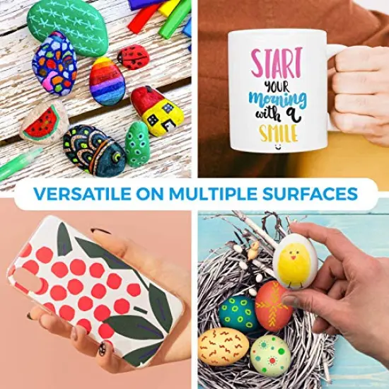 13 Colors Acrylic Markers Pens for Rock Painting, Paper, Plastic, Ceramic, Glass, Wood, Metal, Scrapbooking Craft, Card Making, Canvas. Water-Based, Non-Toxic, Quick Dry, Medium Tip, {5}