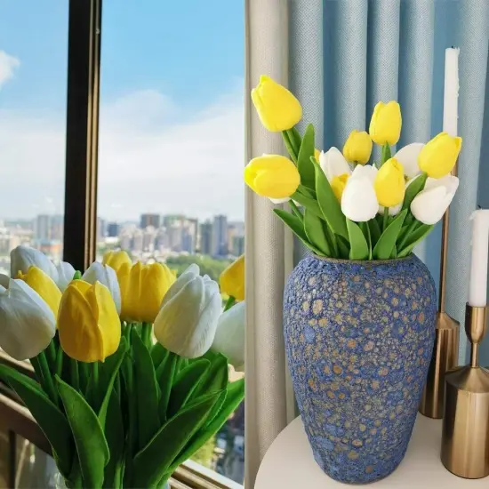 10 Pcs Real Touch Artificial Tulips for Wedding and Home Decor Red {4}