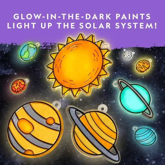Kids Window Art Kit - Stained Glass Solar System Arts & Crafts Kit with Glow in The Dark Planets, Use as Window Suncatchers, Hanging Decor from Ceiling, Mobile, Space Room D&eacute;cor {4}