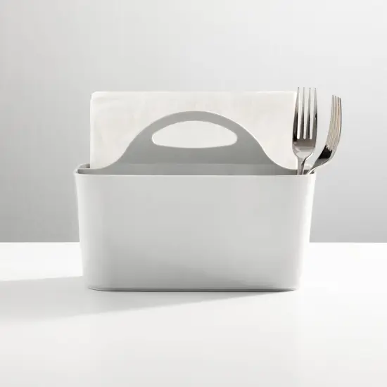 mDesign Plastic Cutlery Storage Organizer Caddy Bin Tote with Handle {2}