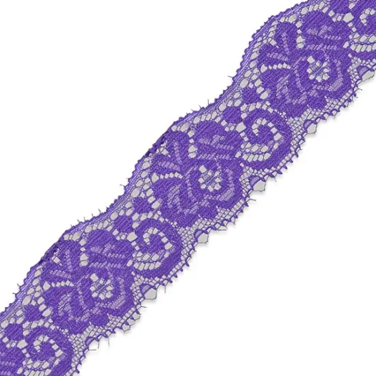 10 Yards of Samantha 1 1/2"Stretch Raschel Lace Trim | 10 yard cut Purple {1}