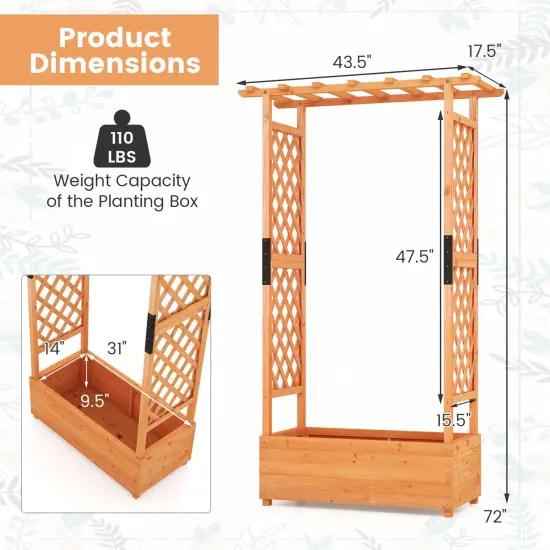 Raised Garden Bed With Arch Trellis-Orange {5}