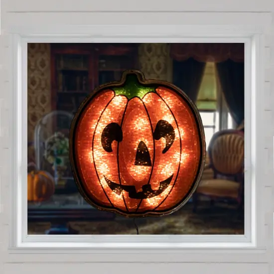 Northlight Lighted Jack O' Lantern Halloween Window Decoration - 13.5" Orange {4}