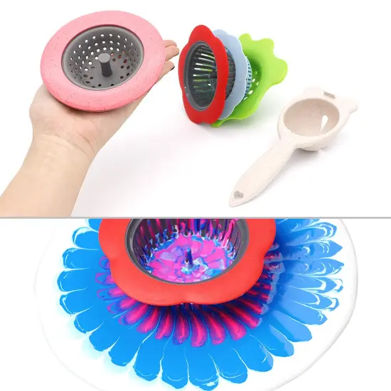 Acrylic Pouring Strainers, Angela&Alex 5 PCS Flow Painting Tools Christmas DIY Kits Drawing Sets Flower Strainers Plastic Silicone Drain Basket Unique Pattern Train Art Supplies {4}