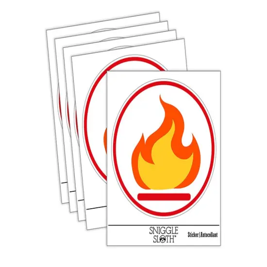 Flammable Fire Icon Waterproof Vinyl Phone Tablet Laptop Water Bottle Sticker Set - 5 Pack {1}
