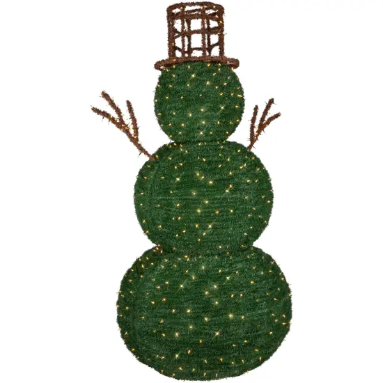 Northlight Lighted Commercial Topiary Snowman Outdoor Christmas Decoration - 6.5' - Warm White LED Lights Green {5}