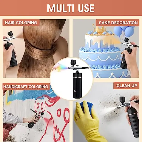 Airbrush Kit Cordless Rechargeable Airbrush Compressor 20-27PCI for Art Painting,Cake Airbrush Decorating, Crafts, Model Painting, Air Brush Painting, Nail Airbrush Machine {4}
