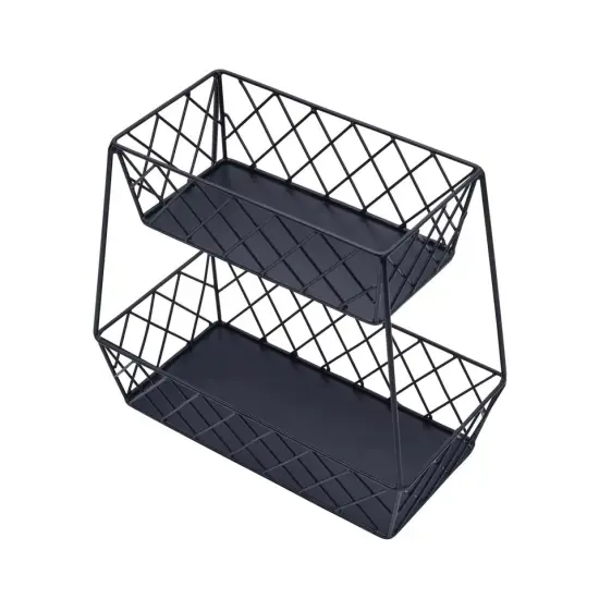 Gourmet Basics by Mikasa Lattice Farm Storage Basket, 2 Tier, Black {3}