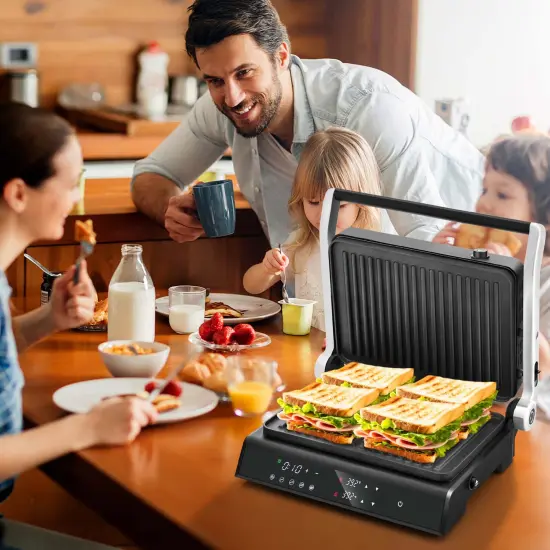 Costway Electric Panini Press Grill Sandwich Maker with LED Display&nbsp;& Removable Drip Tray {2}