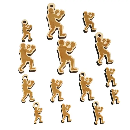 Boxer Boxing Fighting Pose Mini Wood Shape Charms Jewelry DIY Craft {7}
