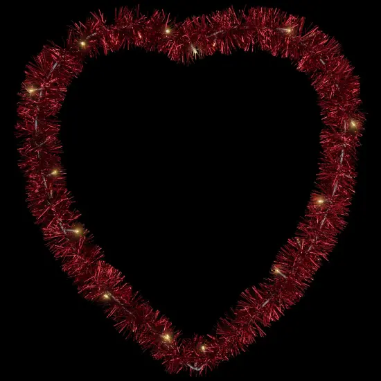Northlight LED lighted Tinsel Heart Valentine's Day Window Silhouette - 25.25" - Red {1}