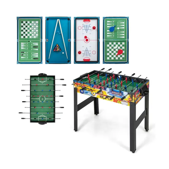 12-in-1 Combo Game Table Set With Foosball Air Hockey Pool Chess And Ping Pong {3}