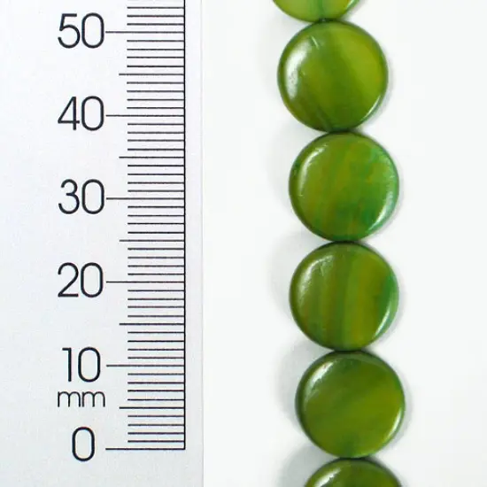6 Packs of Tinted Shell 12mm Round Olive 2x8" Strand {1}