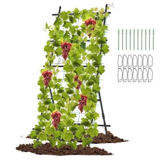 74 Inch Black Metal Tall A Shape Garden Trellis Perfect for Plant Growth Support {4}