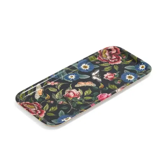 Spode Creatures of Curiosity Rectangular Birch Serving Tray (Dark Floral) {5}