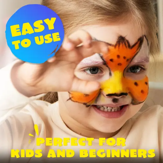 42PCS Face and Body Paint Crayons, Face Painting Kit Safe and Non-Toxic Ultimate Party Pack Including 14 Metallic Colors for Birthday Makeup Party Supplies, Festivals, Gifts for Kids Girls Boys {6}