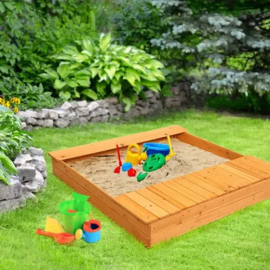 Kids Outdoor Playset Backyard Cedar Sandbox {2}