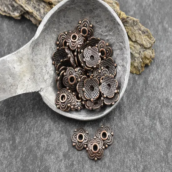 *250* 8mm Antique Copper Bead Caps {5}