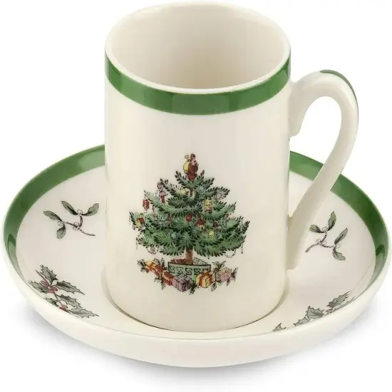 Spode Christmas Tree Espresso Cup and Saucer, Set of 4 {5}