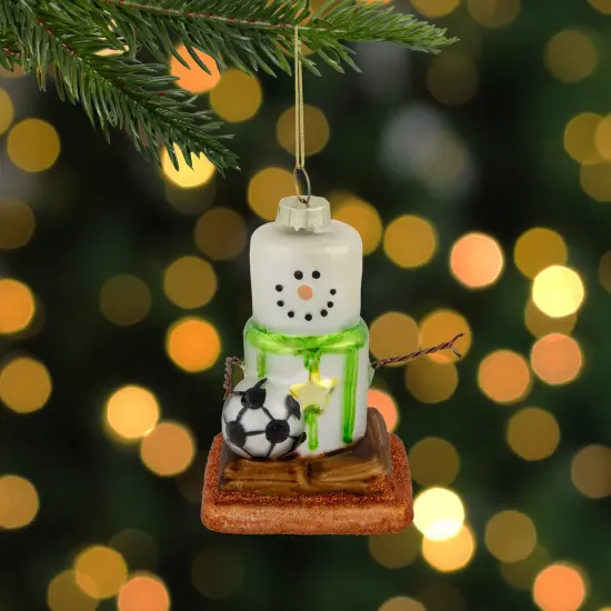 Northlight 3.5" Soccer Smore Glass Christmas Ornament White {3}