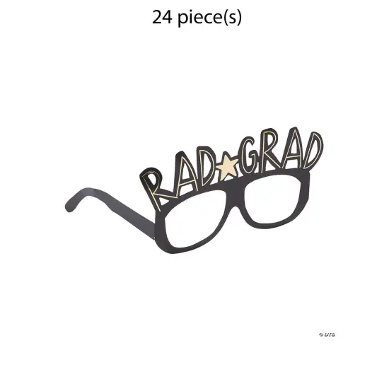 15 3/4" x 3 1/2" Rad Grad Black Cardstock Glasses 24 Pieces {1}