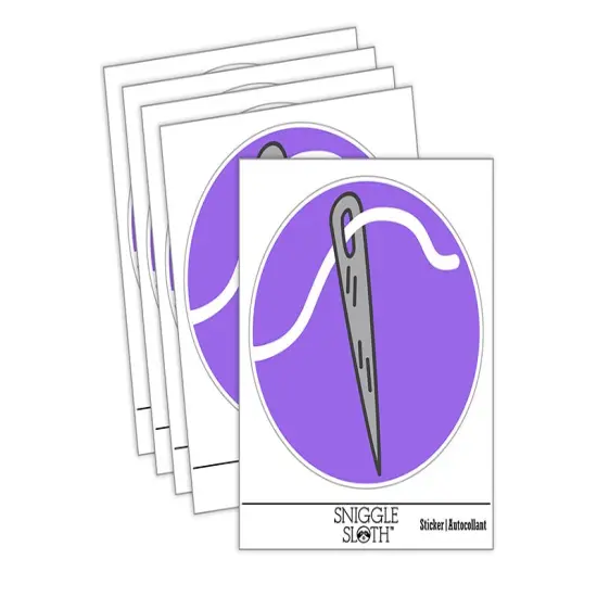 Sewing Needle and Thread Waterproof Vinyl Phone Tablet Laptop Water Bottle Sticker Set - 5 Pack {2}